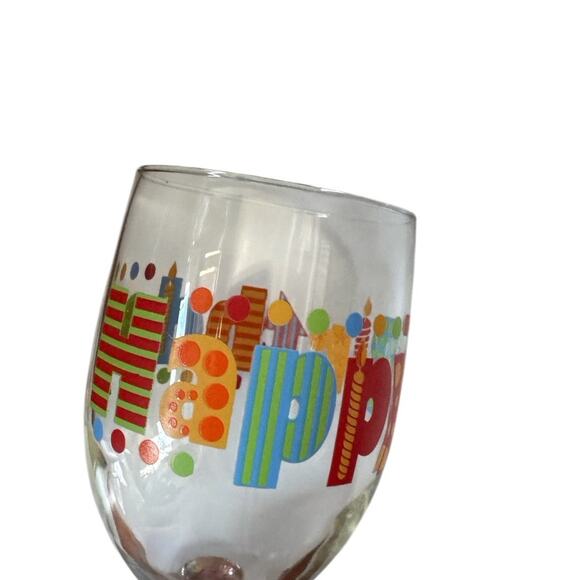 Happy Birthday Wine Glasses Set of 3 Colorful Party Stemware Celebration Decor - Picture 5 of 7